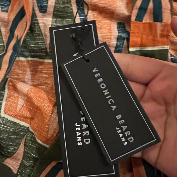 NWT Veronica Beard Tiffany Cropped Top in Tribal Print Linen Blend Tank Womens L - Picture 12 of 16